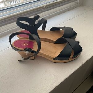 Swedish Hasbeens Mirta Black Leather Sandals